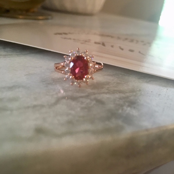 18 Carat Rose Gold Plated Cranberry Ring - Picture 3 of 7